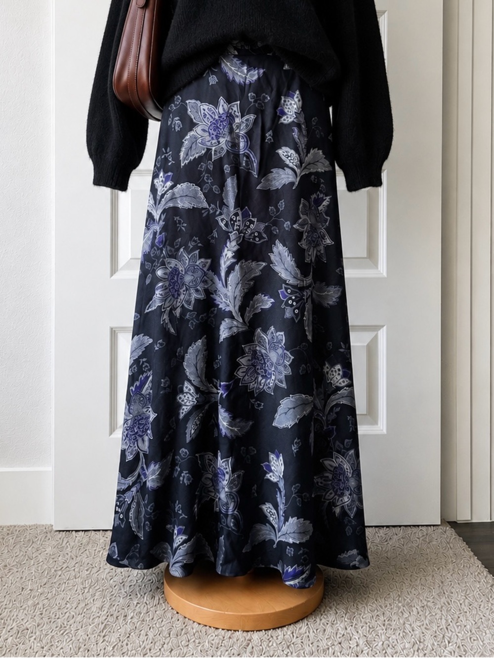 Vintage 90’s Dark Romantic Worthington Maxi Skirt Black Purple Floral Rayon NWT